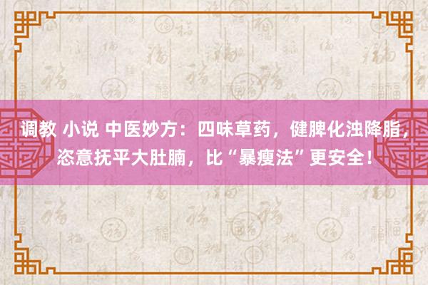 调教 小说 中医妙方：四味草药，健脾化浊降脂，恣意抚平大肚腩，比“暴瘦法”更安全！
