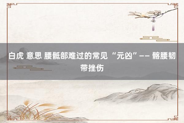 白虎 意思 腰骶部难过的常见 “元凶”—— 髂腰韧带挫伤