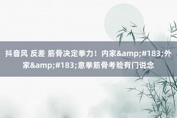 抖音风 反差 筋骨决定拳力！内家&#183;外家&#183;意拳筋骨考验有门说念
