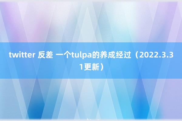 twitter 反差 一个tulpa的养成经过（2022.3.31更新）